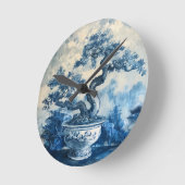 Chinoiserie Blauw en Wit Porselein Design Ronde Klok (Hoek)