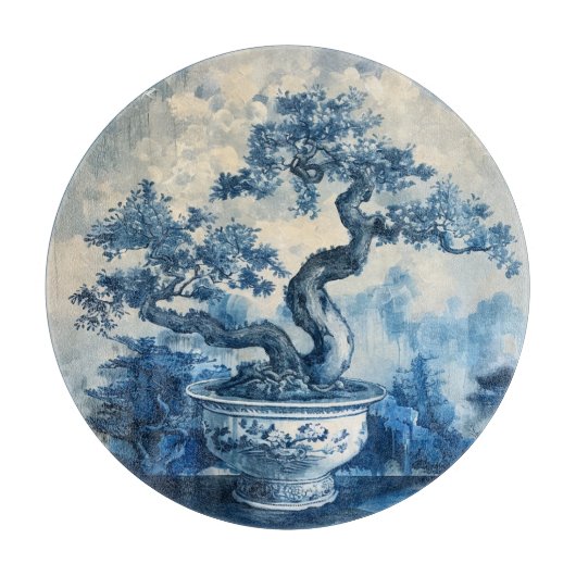 Chinoiserie Blauw en Wit Porselein Design Snijplank (Voorkant)