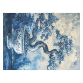 Chinoiserie Blauw en Wit Porselein Design Tafelkleed (Voorkant (Horizontaal))