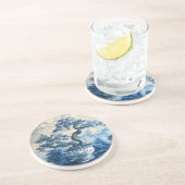 Chinoiserie Blauw en Wit Porselein Design Zandsteen Onderzetter (Zijkant)