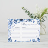 Chinoiserie Blauw en Wit Vrijgezellenfeest Recept Informatiekaartje (Staand voorkant)