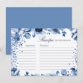 Chinoiserie Blauw en Wit Vrijgezellenfeest Recept Informatiekaartje (Voorkant / Achterkant)