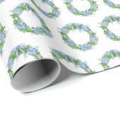 Chinoiserie Blauw Kerstornament Krans Cadeaupapier (Rol Hoek)