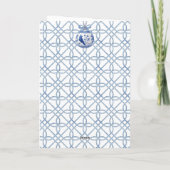 Chinoiserie Blauw Ornament met Boog Feestdagen Kaart (Achterkant)
