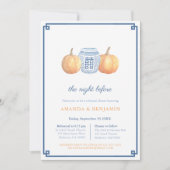 Chinoiserie Blauw & Sinaasappel Pompoen Repetitie  Kaart (Voorkant)