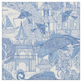 chinoiserie blauw stof (Close Up)