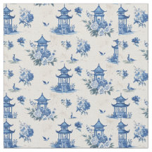 Chinoiserie Blauw Toile Patroon Elegante stof