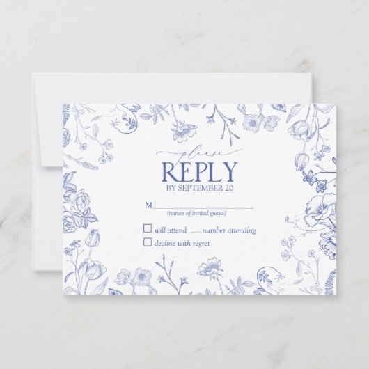 Chinoiserie Blauw Victoriaans Bloemen Geen Menu RS (Achterkant)