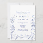 Chinoiserie Blauw Victoriaans Post Bruiloft Brunch Kaart (Voorkant)