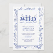 Chinoiserie Blauw Wild & Onederful 1e Verjaardag Kaart (Voorkant)