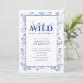 Chinoiserie Blauw Wild & Onederful 1e Verjaardag Kaart (Staand voorkant)