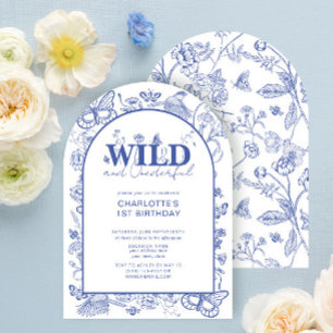 Chinoiserie Blauw Wild & Onederful 1e Verjaardag Kaart