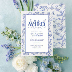 Chinoiserie Blauw Wild & Onederful 1e Verjaardag Kaart
