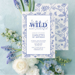 Chinoiserie Blauw Wild & Onederful 1e Verjaardag Kaart