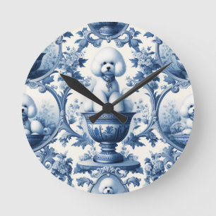 Chinoiserie blauw & wit Bichon Frise Klok