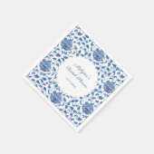 Chinoiserie Blauw & Wit Bloem Bruidsfeest Shower Servet (Hoek)