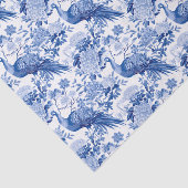 Chinoiserie Blauw & Wit Bloemen Aziatische Vogels Tissuepapier (Detail)