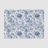 Chinoiserie Blauw Wit Bloemen Decoupage Tissuepapier (Voorkant)