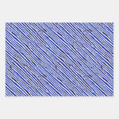 Chinoiserie Blauw Wit Bloemen en Strepen Inpakpapier Vel (Voorkant 2)