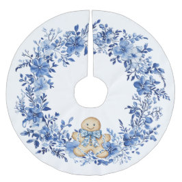 Chinoiserie Blauw Wit Bloemen Gingerbread Man Kerstboom Rok