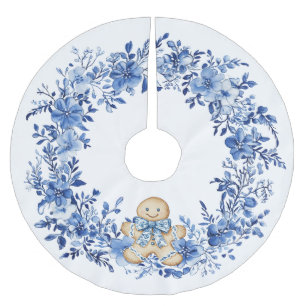Chinoiserie Blauw Wit Bloemen Gingerbread Man Kerstboom Rok