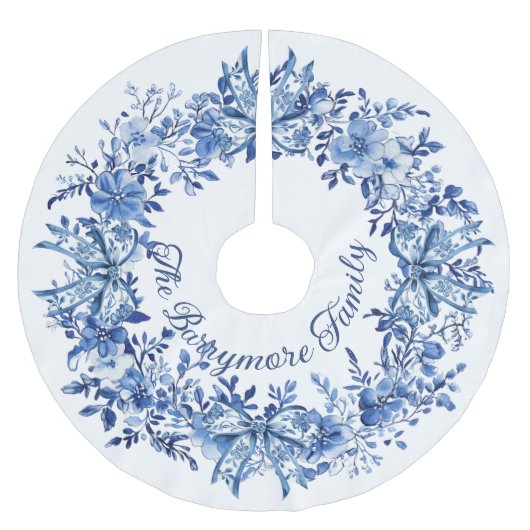 Chinoiserie Blauw Wit Bloemen Kerst Bogen Kerstboom Rok (Voorkant)