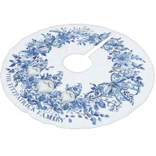 Chinoiserie Blauw Wit Bloemen Kerst Gnomes Bow Kerstboom Rok
