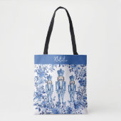 Chinoiserie Blauw Wit Bloemen Kerst Notenkraker Tote Bag (Voorkant)
