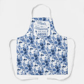 Chinoiserie Blauw Wit Bloemen Keuken Quote Schort (Voorkant)