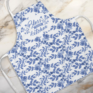 Chinoiserie Blauw Wit Bloemen Keuken Zegen Schort