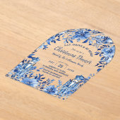 Chinoiserie Blauw Wit Bloemen Notenkraker Kerstmis Acryl Uitnodigingen (Laagn)