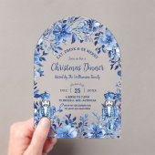 Chinoiserie Blauw Wit Bloemen Notenkraker Kerstmis Acryl Uitnodigingen (Insitu (Draagbaar))