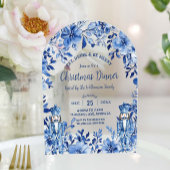 Chinoiserie Blauw Wit Bloemen Notenkraker Kerstmis Acryl Uitnodigingen