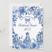 Chinoiserie Blauw Wit Bloemen Notenkraker Kerstmis Kaart (Achterkant)