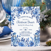 Chinoiserie Blauw Wit Bloemen Notenkraker Kerstmis Kaart