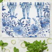 Chinoiserie Blauw Wit Bloemen Notenkraker Kerstmis Theedoek (Gevouwen)