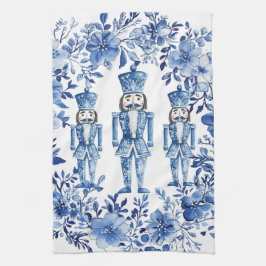 Chinoiserie Blauw Wit Bloemen Notenkraker Kerstmis Theedoek