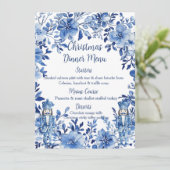 Chinoiserie Blauw Wit Bloemen Notenkraker Soldiers Menu (Staand voorkant)