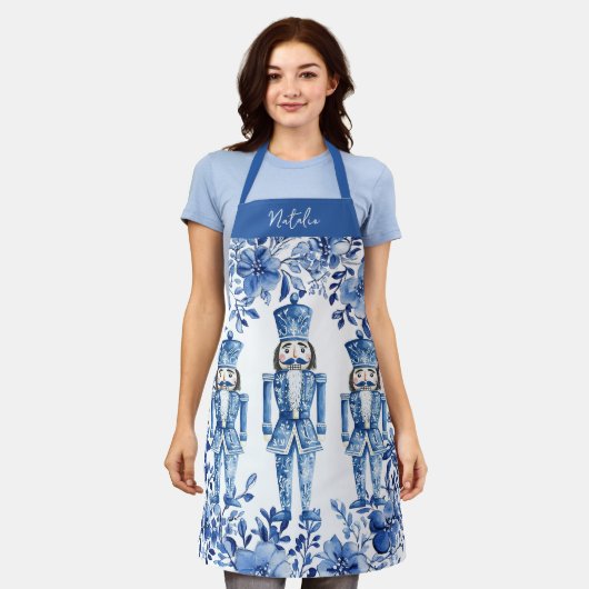 Chinoiserie Blauw Wit Bloemen Notenkraker Soldiers Schort (Gedragen)