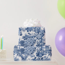 Chinoiserie Blauw Wit Bloemen Schilderen Cadeaupapier