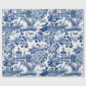 Chinoiserie Blauw Wit Bloemen Schilderen Cadeaupapier (Vlak)
