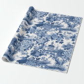 Chinoiserie Blauw Wit Bloemen Schilderen Cadeaupapier (Uitgerold)