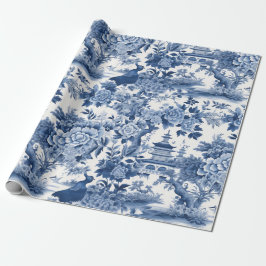 Chinoiserie Blauw Wit Bloemen Schilderen Cadeaupapier