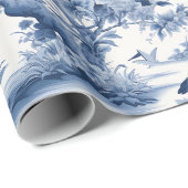 Chinoiserie Blauw Wit Bloemen Schilderen Cadeaupapier (Rol Hoek)