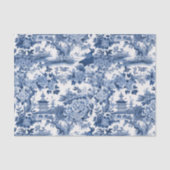 Chinoiserie Blauw Wit Bloemen Schilderen Decoupage Tissuepapier (Voorkant)