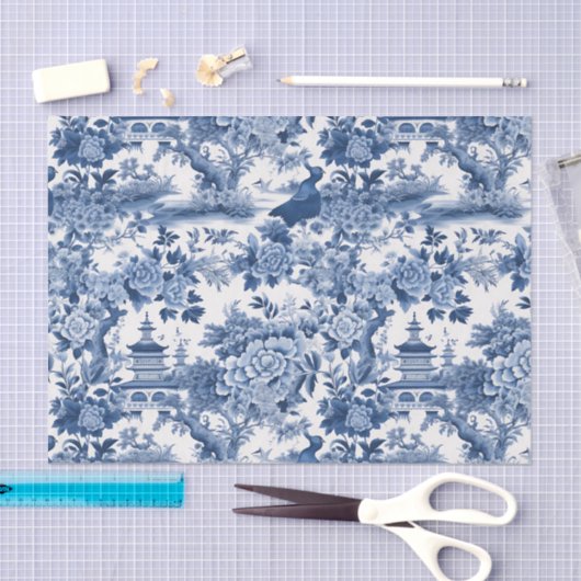 Chinoiserie Blauw Wit Bloemen Schilderen Decoupage Tissuepapier (Craft)