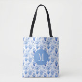 Chinoiserie Blauw & Wit Bloemen Vazen Monogrammed Tote Bag (Voorkant)
