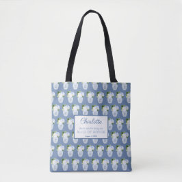 Chinoiserie blauw wit bruiloft monogram dank u tote bag