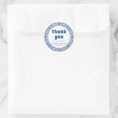 Chinoiserie Blauw & Wit Dank u Ronde Sticker (Tas)