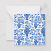 Chinoiserie Blauw & Wit Ginger Jar Bloemen Gift Notitiekaartje (Achterkant)